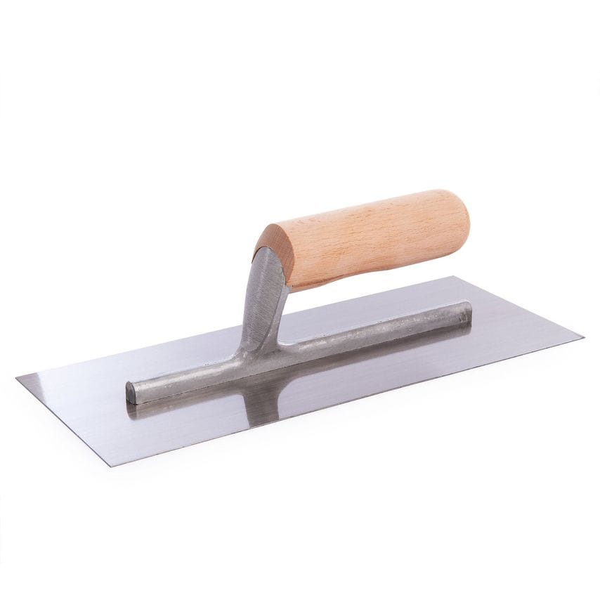 RTR124C Carbon Steel Finishing Trowel with Wooden Handle 11 x 4.5"