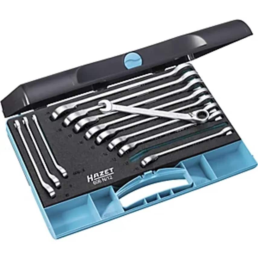 Ratchet Combination Spanner Set, 12 Pieces, In A Smart Case
