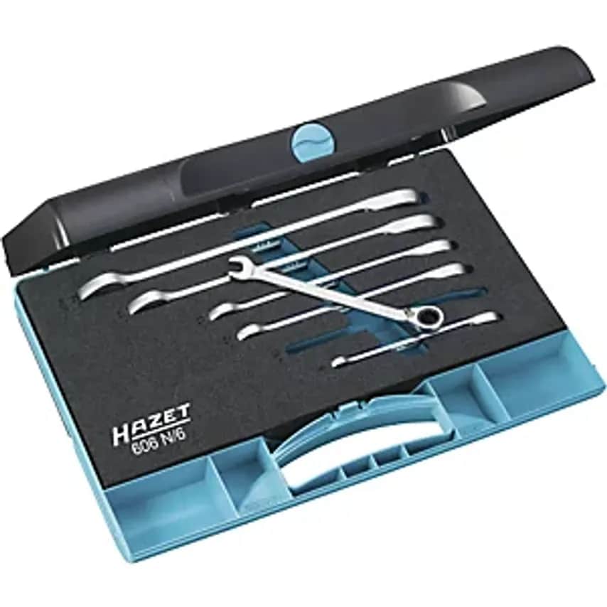 Ratchet Combination Spanner Set, 6 Pieces, In A Smart Case