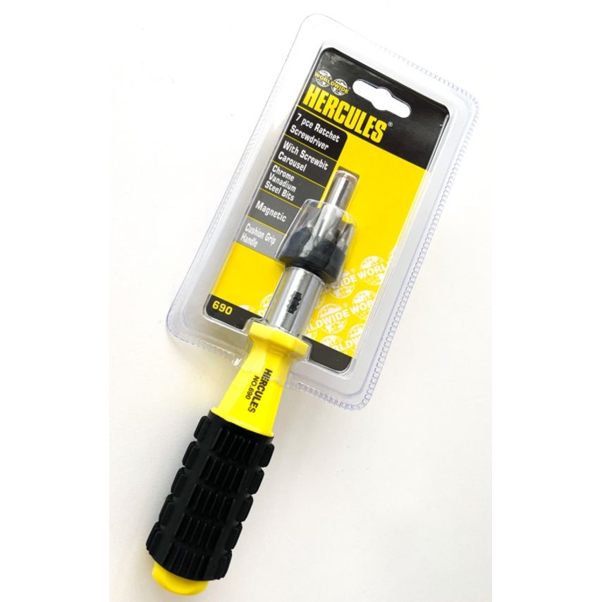 Ratchet Screwdrivers (7 Piece) Flat 4, 5, 6mm Pozi No.1, 2, 3