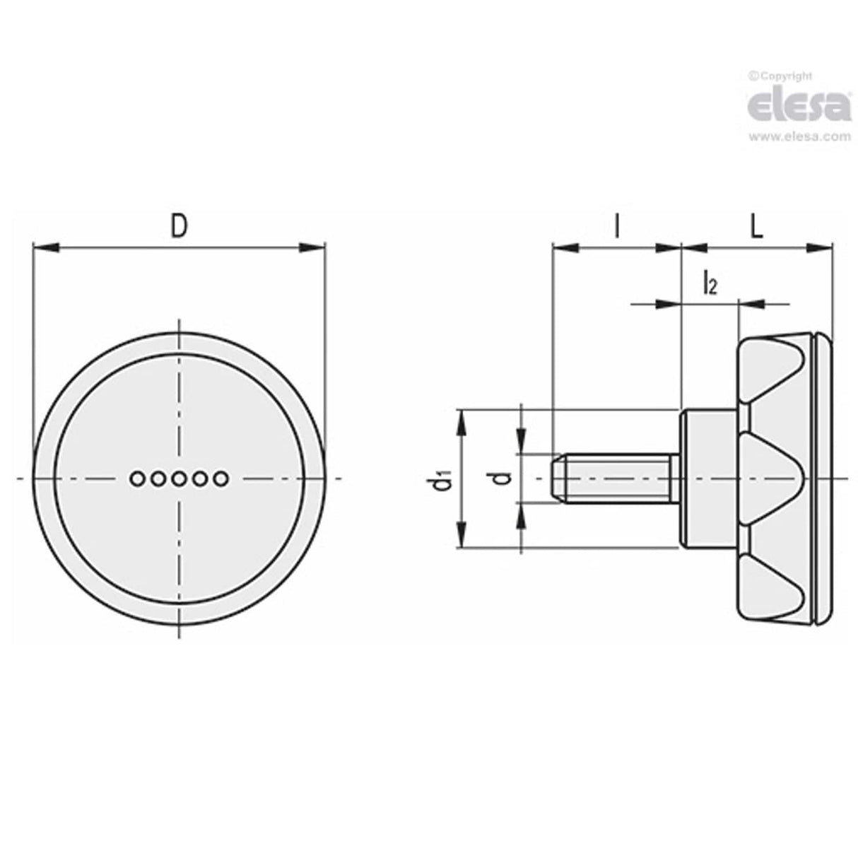 Rear lobe knob-ELK.56-p M12x50-C4 Yellow
