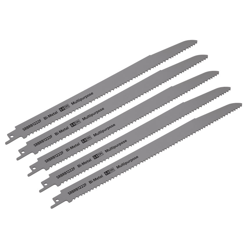 Reciprocating Saw Blade Multi-Purpose 300mm 5-8tpi, Pack of 5