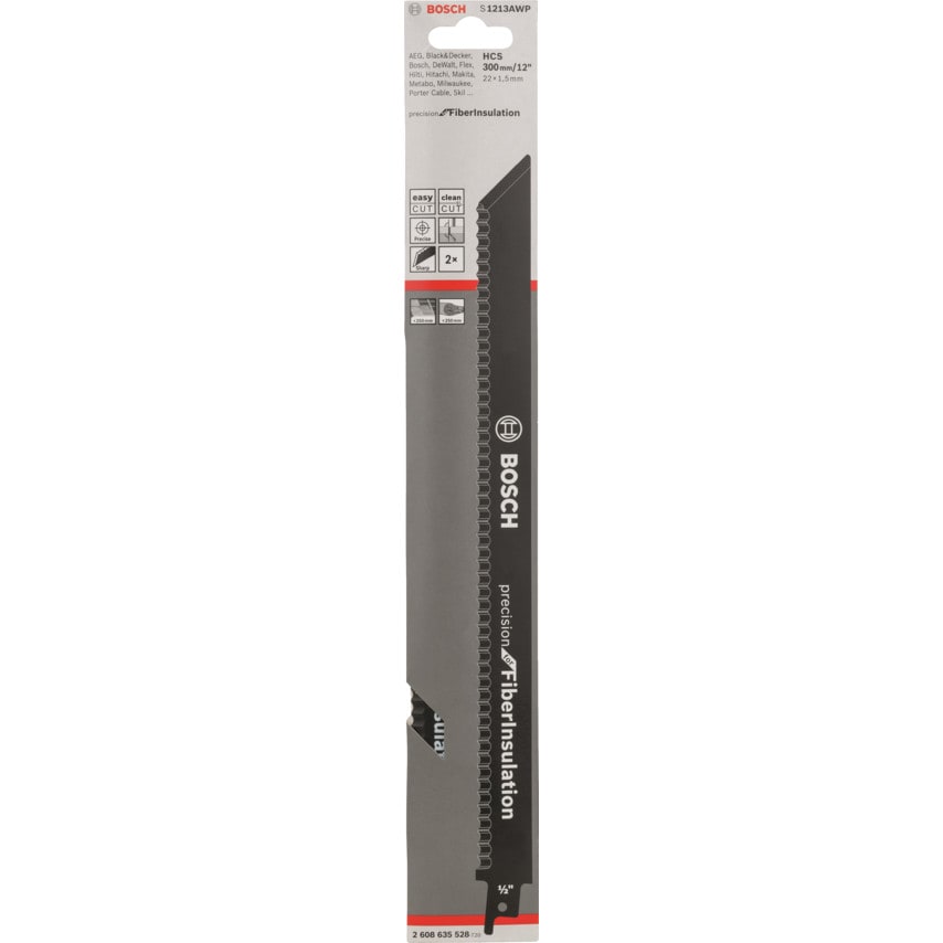 Reciprocating Saw Blades, HCS, for Fibre Insulation, Pack of 2