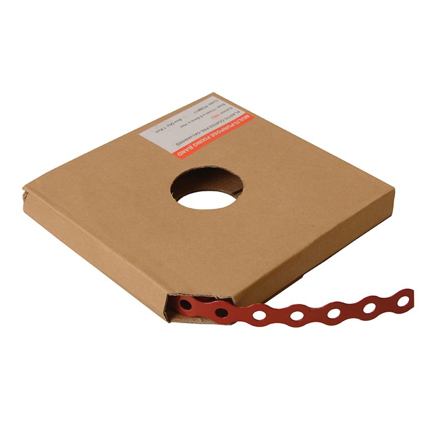 Red Plastic Coated Pre-Galvanised Band 12mm x 0.8 x 10m Box 1 FORPCBR12