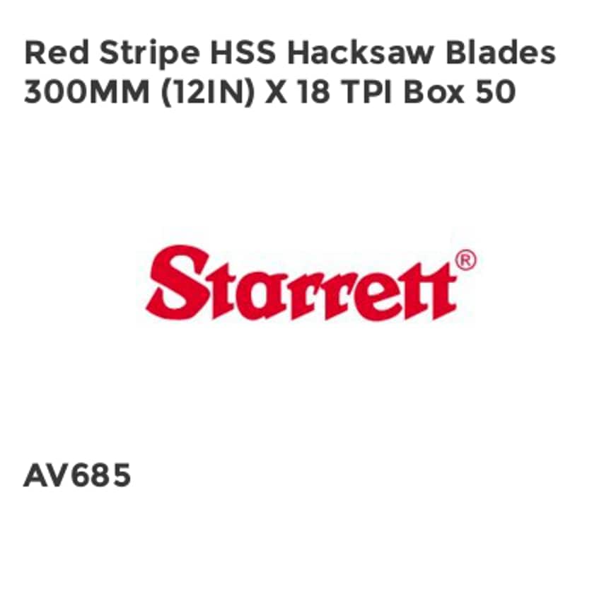 Red Stripe HSS Hacksaw Blades 300mm (12in) x 18 TPI Box 50 STRRS1218