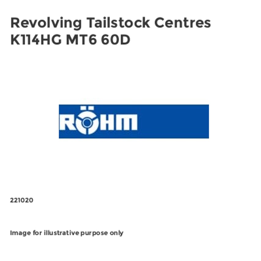 Revolving Tailstock Centres K114HG MT6 60D