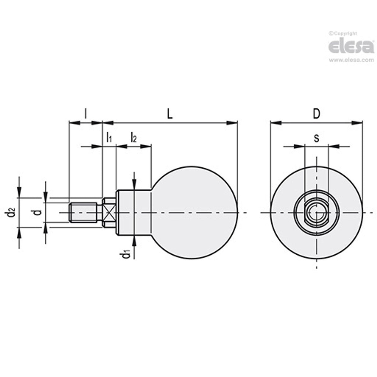 Revolving ball knob-P.111/47+x-M10