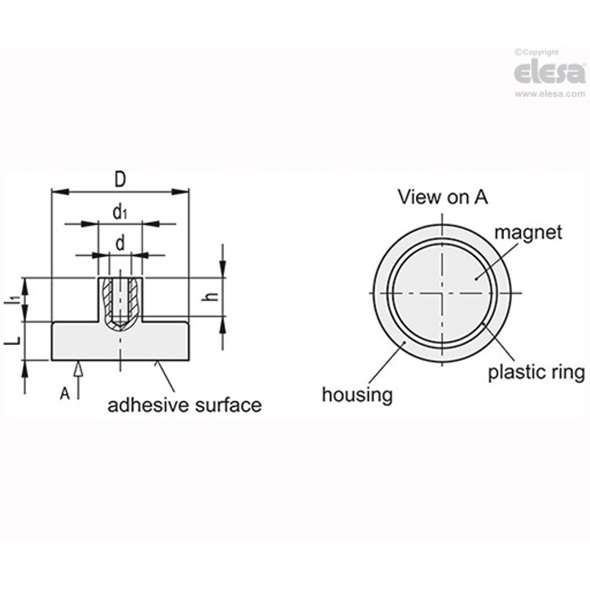 Rmc Flat Retaining Magnets with Threaded Hole Insert Hook-shaped or Eyelet-shaped RMC-HF-SST-32