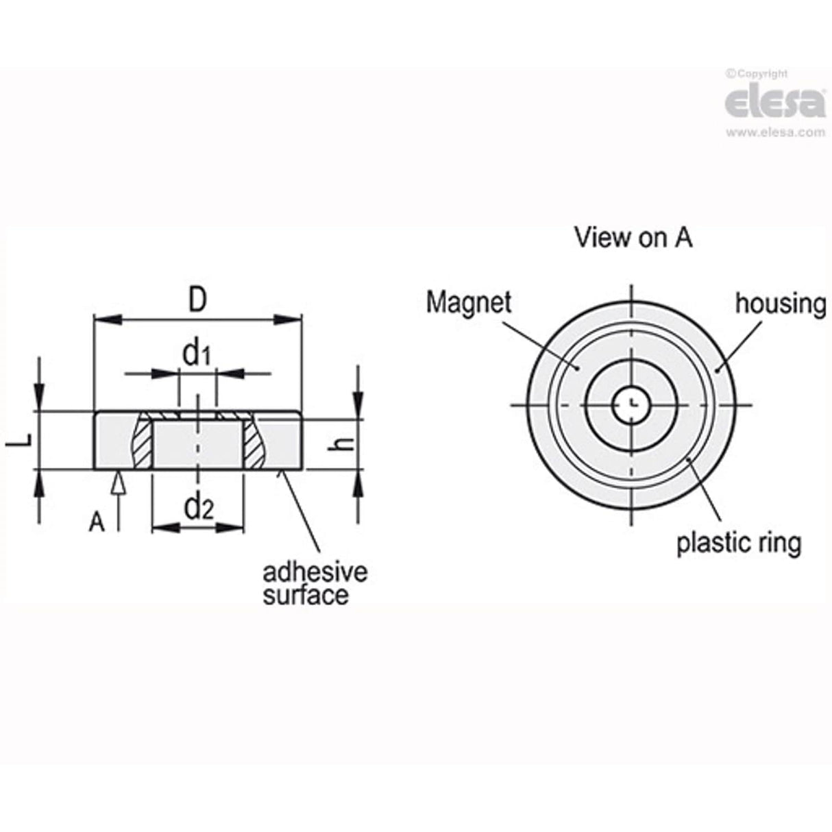Rmd Flat Retaining Magnets with Pass-through Hole RMD-HF-SST-50