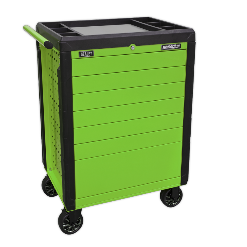 Rollcab 7 Drawer Push-To-Open Hi-vis Green