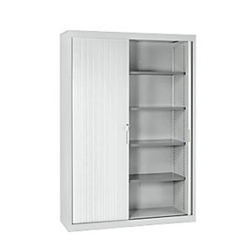 Roller Shutter Cupboard, HxWxD 1990 X 1400 X 440mm, Light Grey Body