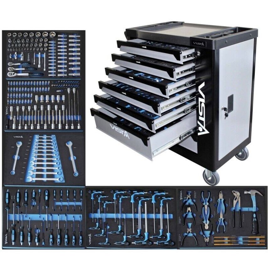 Roller Tool Cabinet & 250pc Hand Tools In Insert Foam