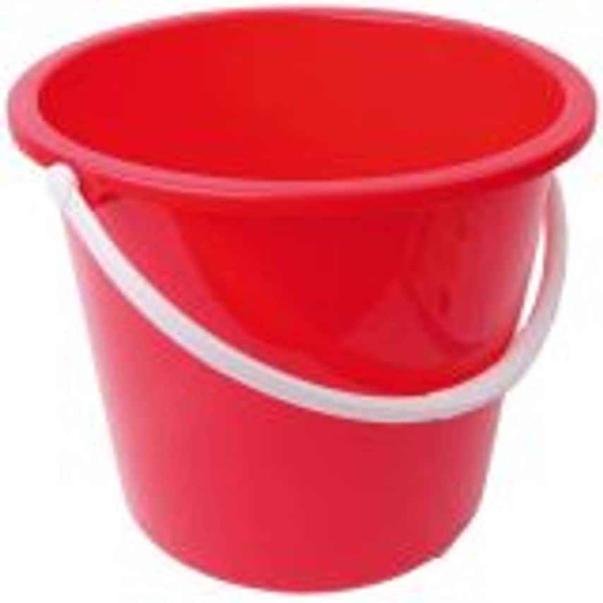 Round Plastic Bucket 10 Litre Red Each