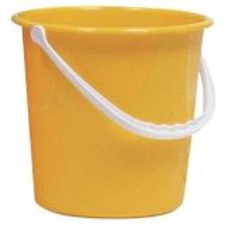 Round Plastic Bucket 10 Litre Yellow Each