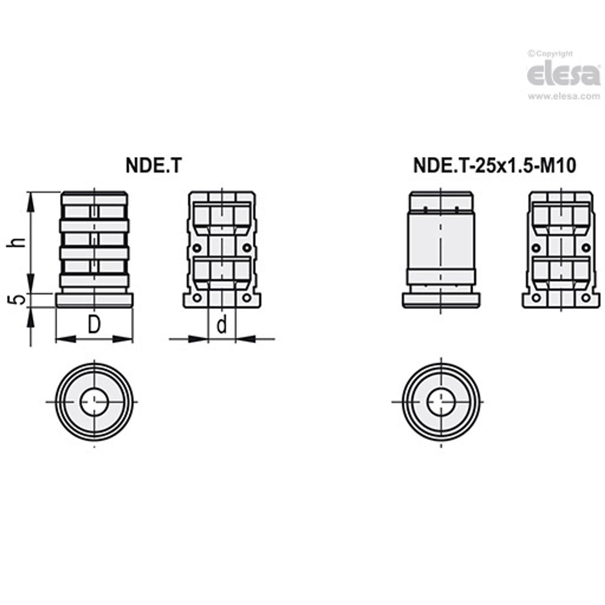Round tube expander end-cap-NDE.T-25x1-M10