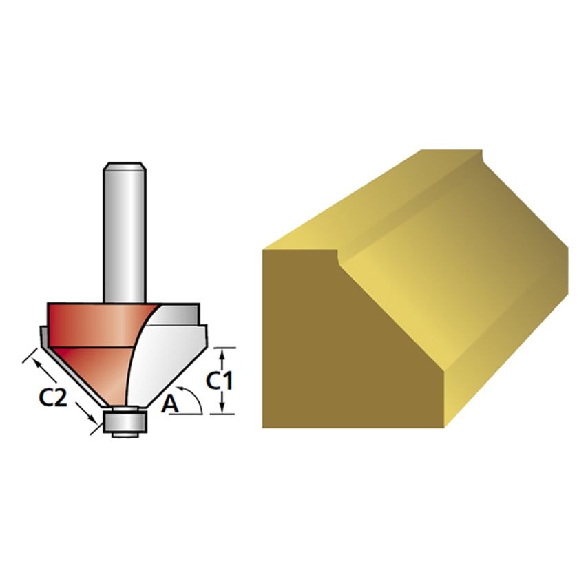 Router Bit TCT 45 Chamfer 1/4in Shank FAIRB81