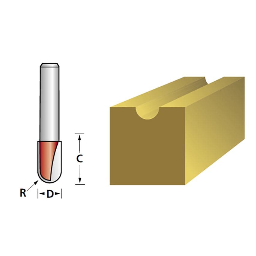 Router Bit TCT Radius 3.0 x 15mm 1/4in Shank FAIRB61