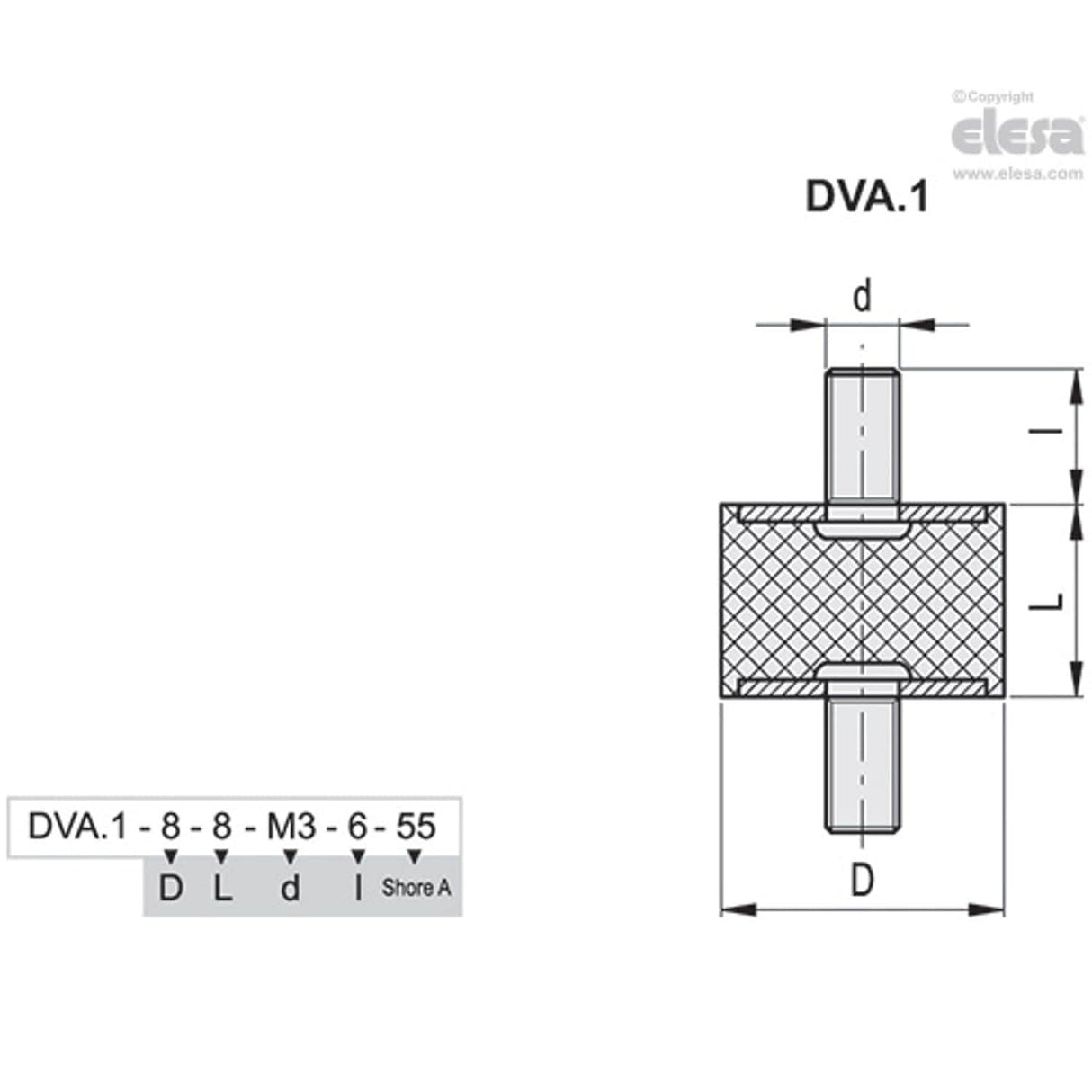 Rubber buffer-DVA.1-8-8-M3-6-55