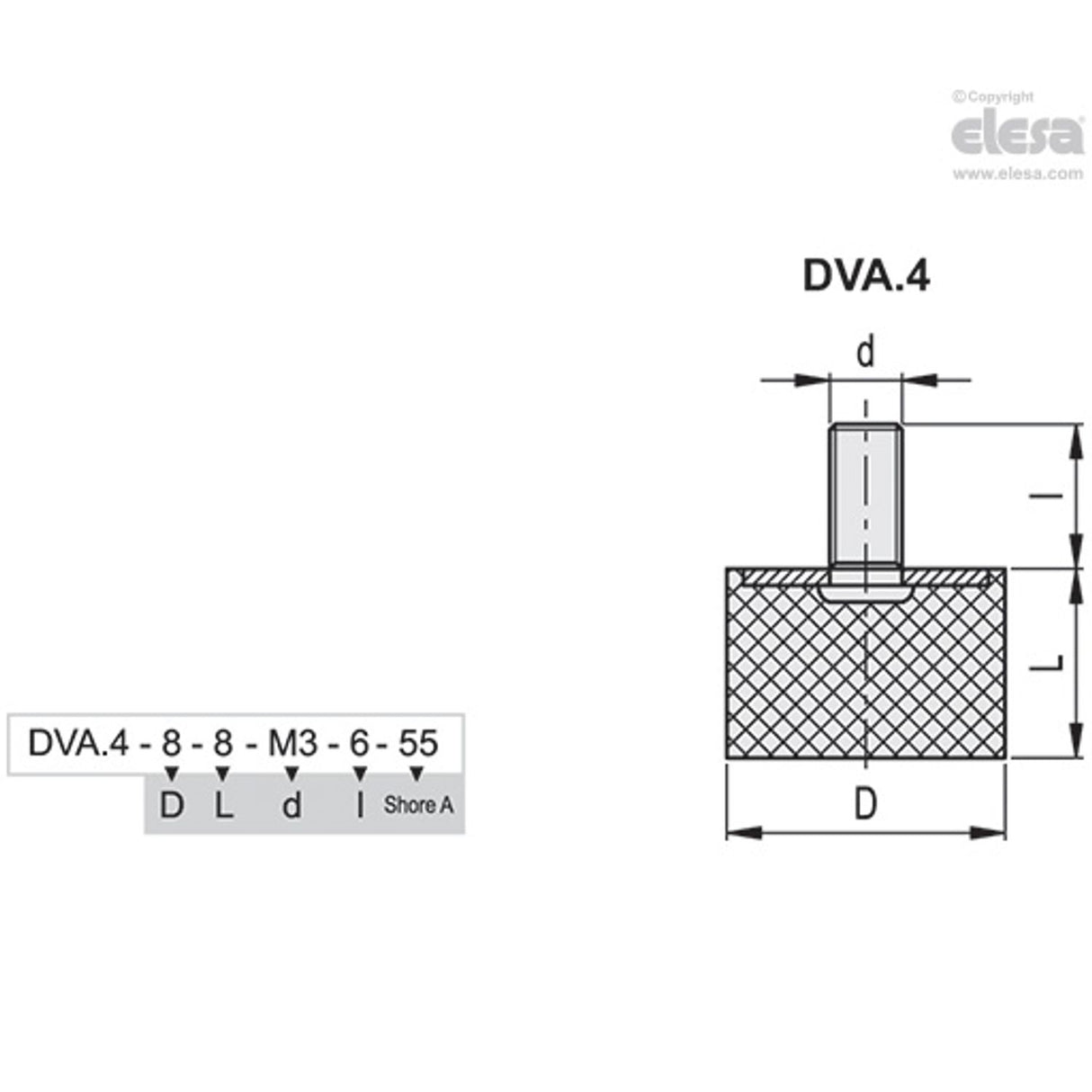 Rubber buffer-DVA.4-20-30-M6-18-40