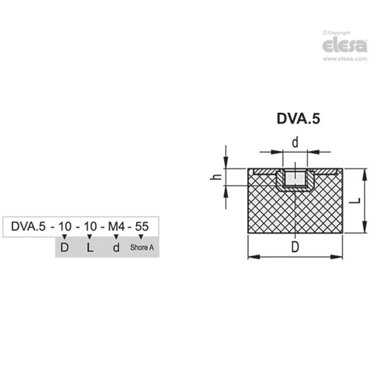 Rubber buffer-DVA.5-50-40-SST-M10-55