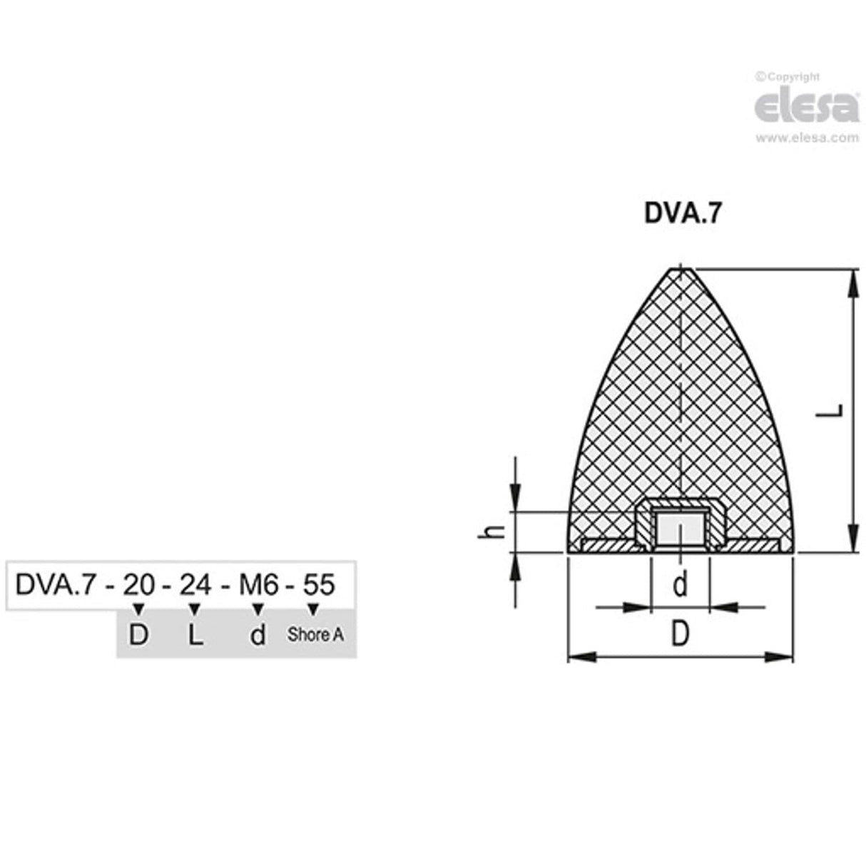 Rubber buffer-DVA.7-30-30-SST-M8-55
