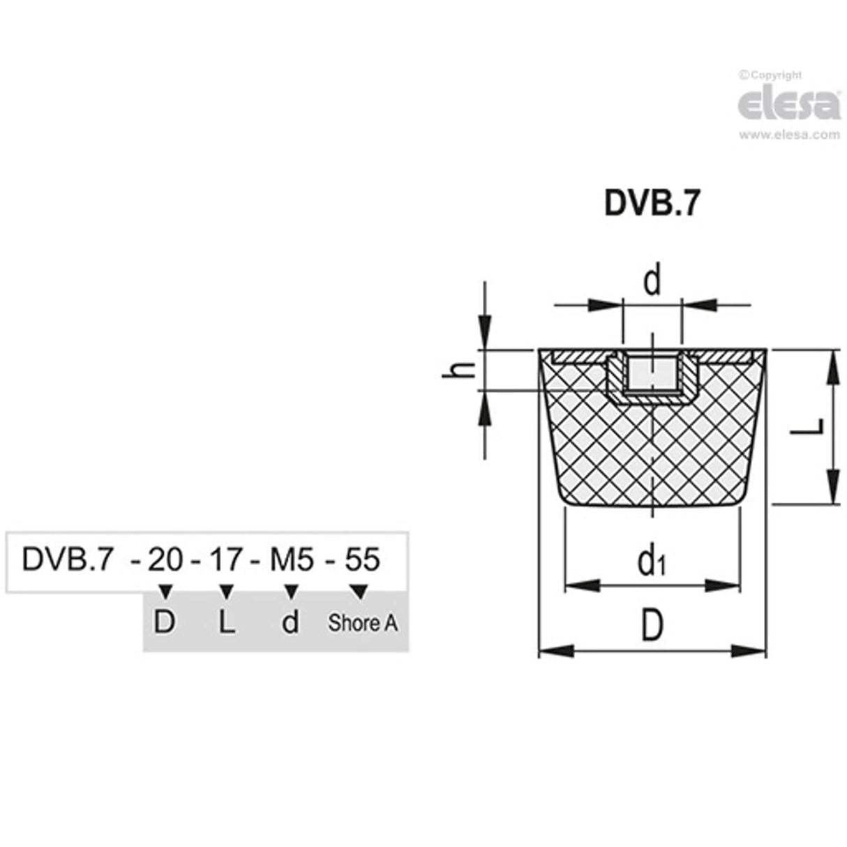 Rubber buffer-DVB.7-38-35-M10-55