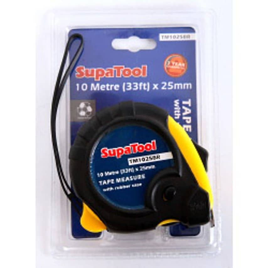 Rubberised Tape Measure 10m x 25mm