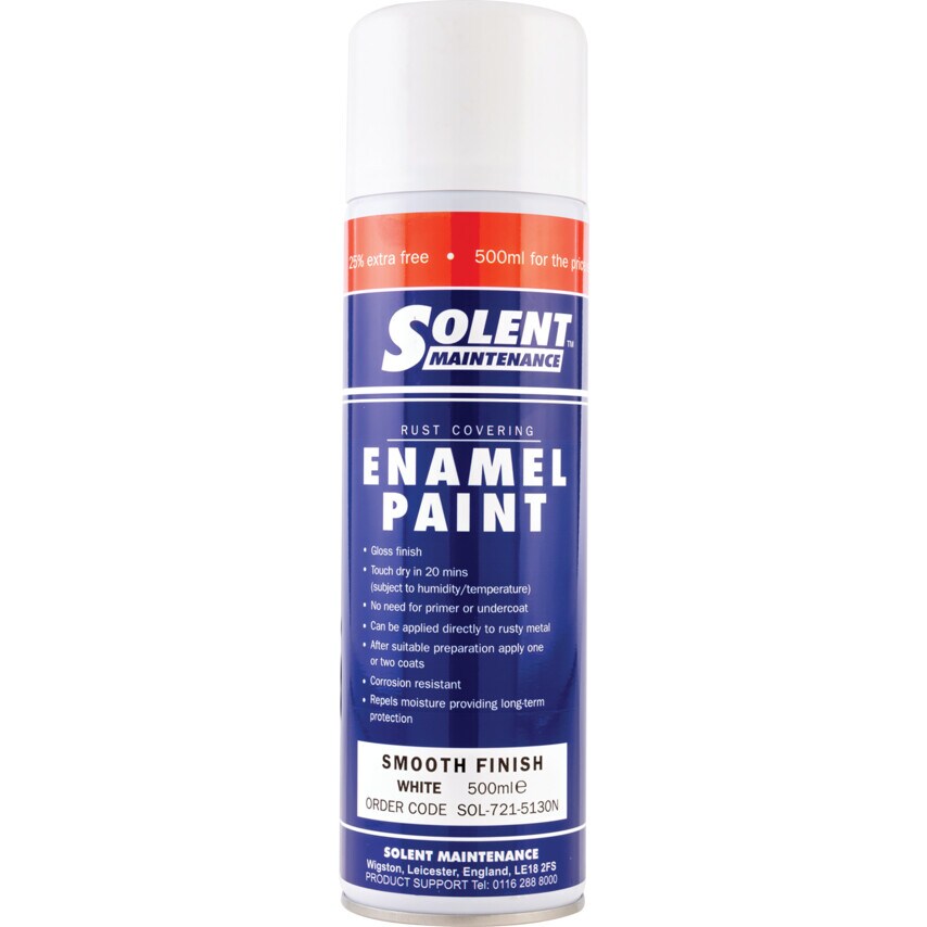 Rust Covering Smooth White Enamel Aerosol Paint - 500ML