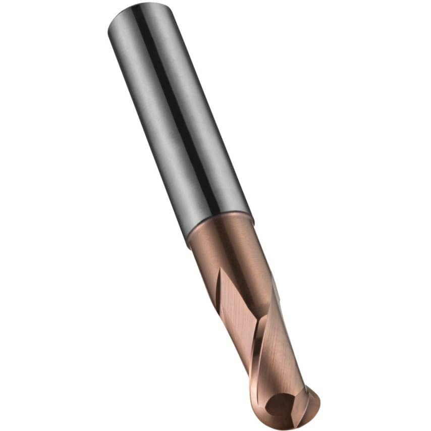S229 2.00X3MM Carbide 2 Flute Ball Nosed Extra Short Slot Drill - TiSiN Coated