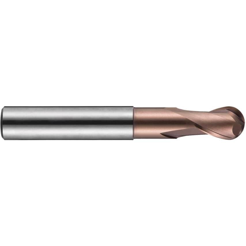 S229 3.00X3MM Carbide 2 Flute Ball Nosed Extra Short Slot Drill - TiSiN Coated