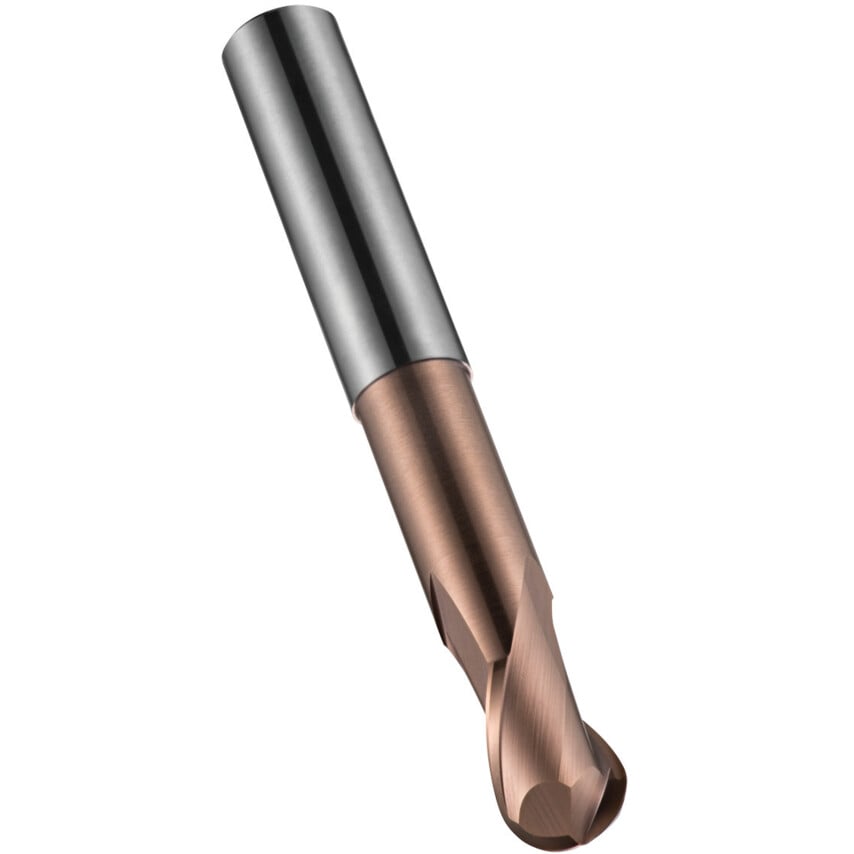 S231 2.00X4MM Carbide 2 Flute Long Series Ball Nosed Slot Drill - TiSiN Coated