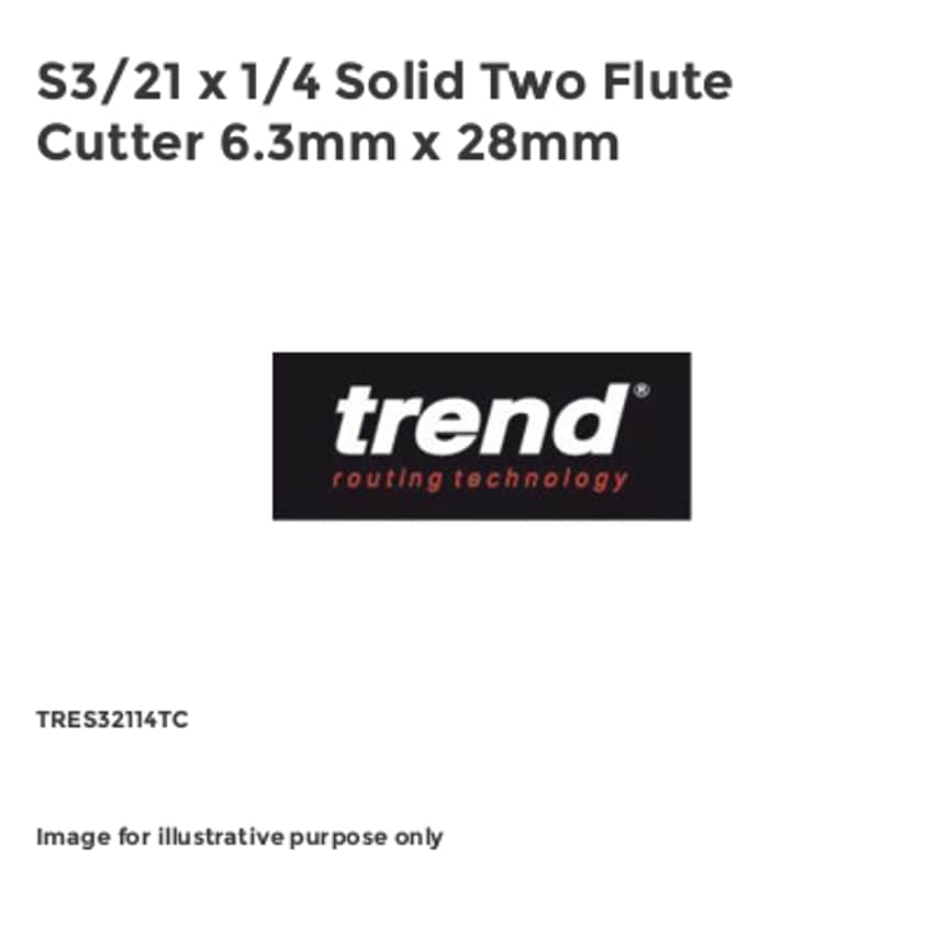 S3/21 x 1/4 Solid Two Flute Cutter 6.3mm x 28mm