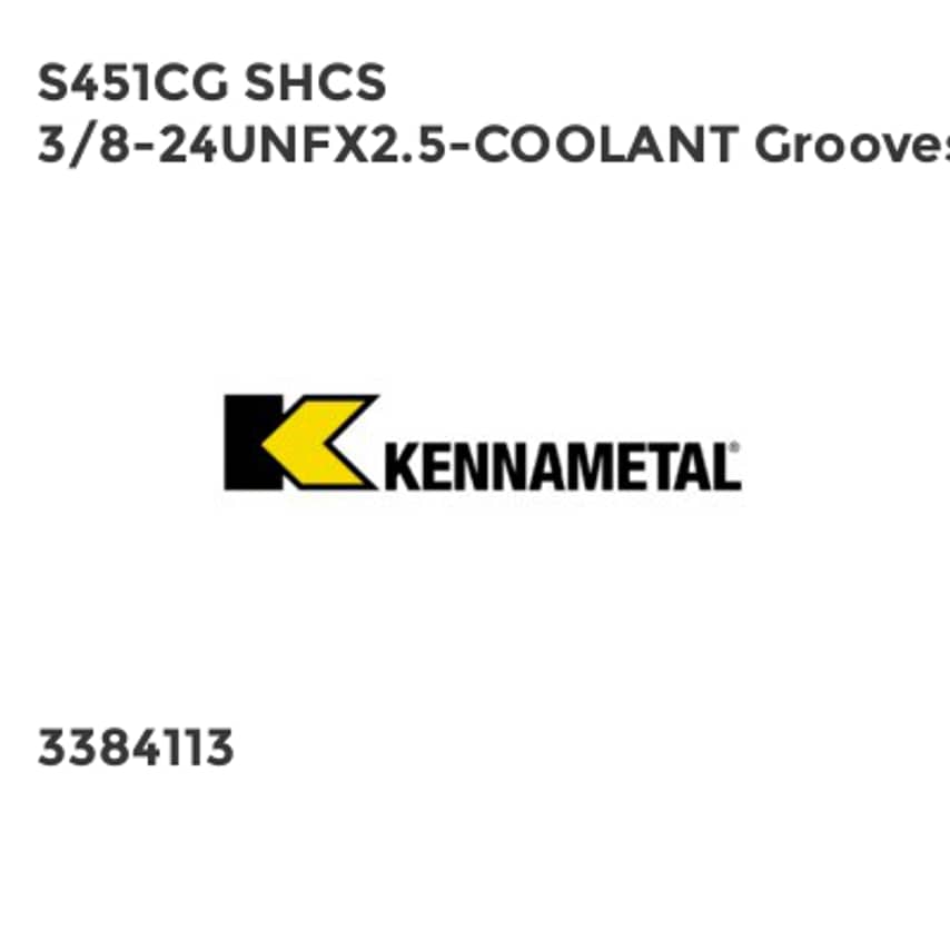 S451CG SHCS 3/8-24UNFX2.5-COOLANT Grooves