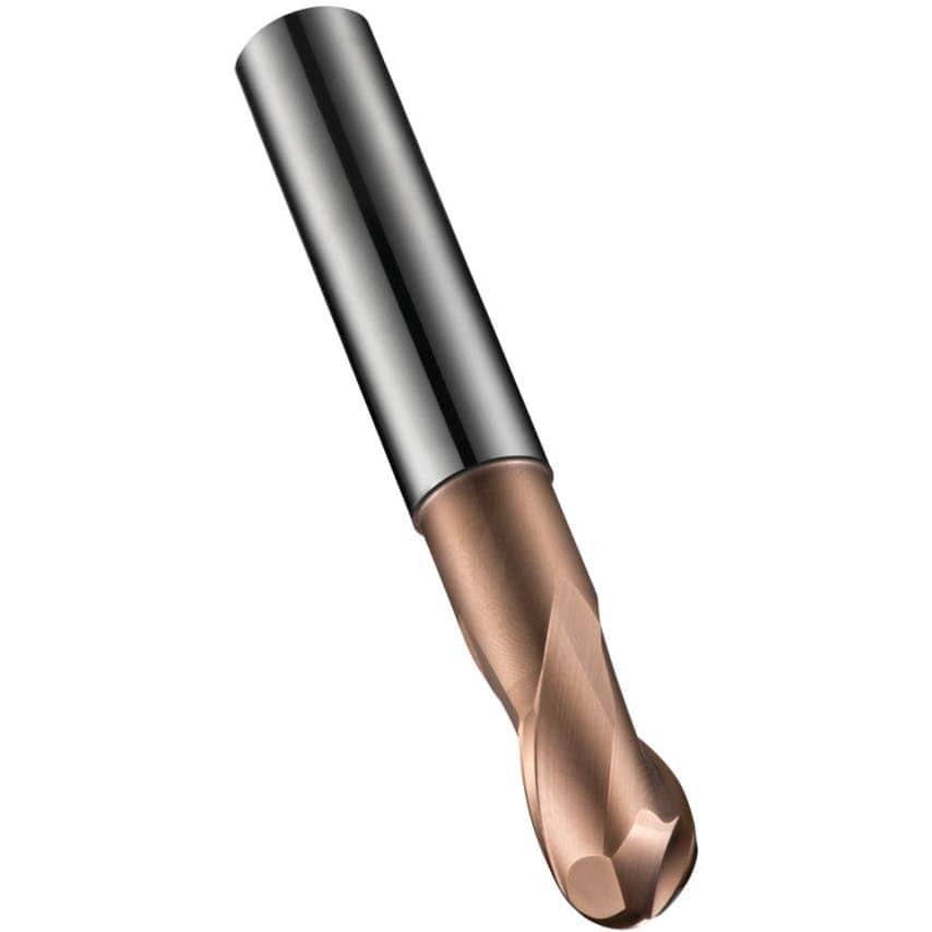 S529 10.00MM Carbide 2 Flute Xtra Short Ball Nosed Slot Drill - TiSiN Coated