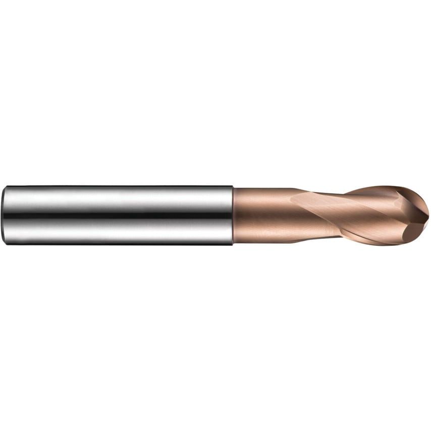 S529 10.00MM Carbide 2 Flute Xtra Short Ball Nosed Slot Drill - TiSiN Coated