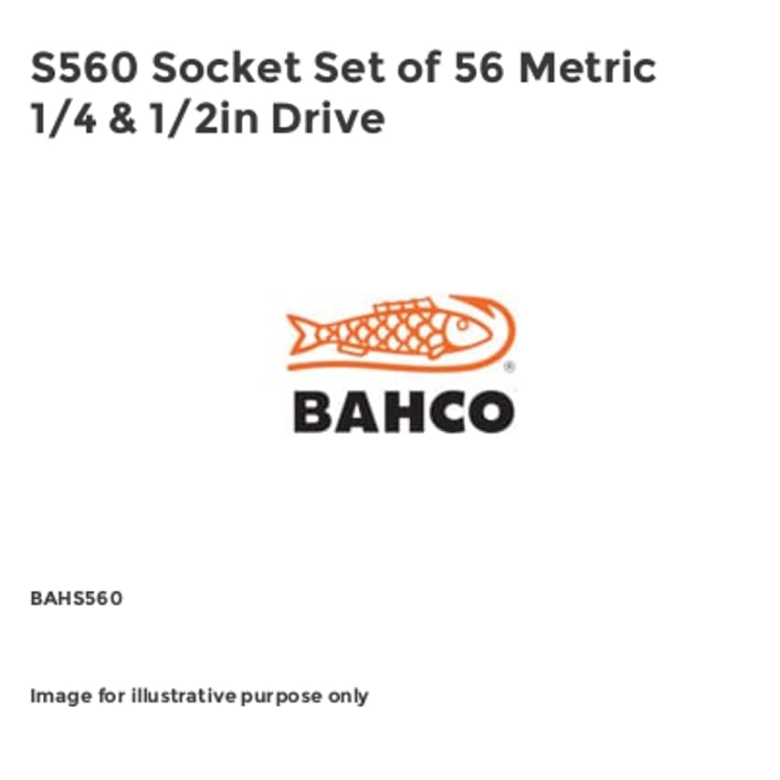 S560 Socket Set of 56 Metric 1/4 & 1/2in Drive BAHS560