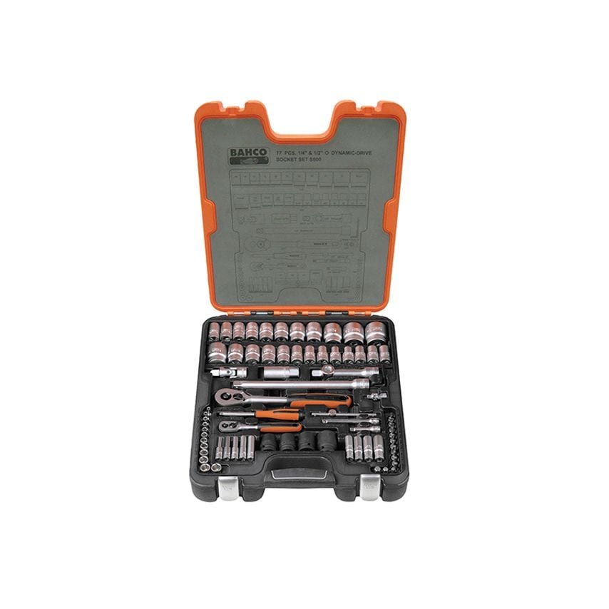 S800 1/4 & 1/2in Drive Socket Set, 77 Piece BAHS800
