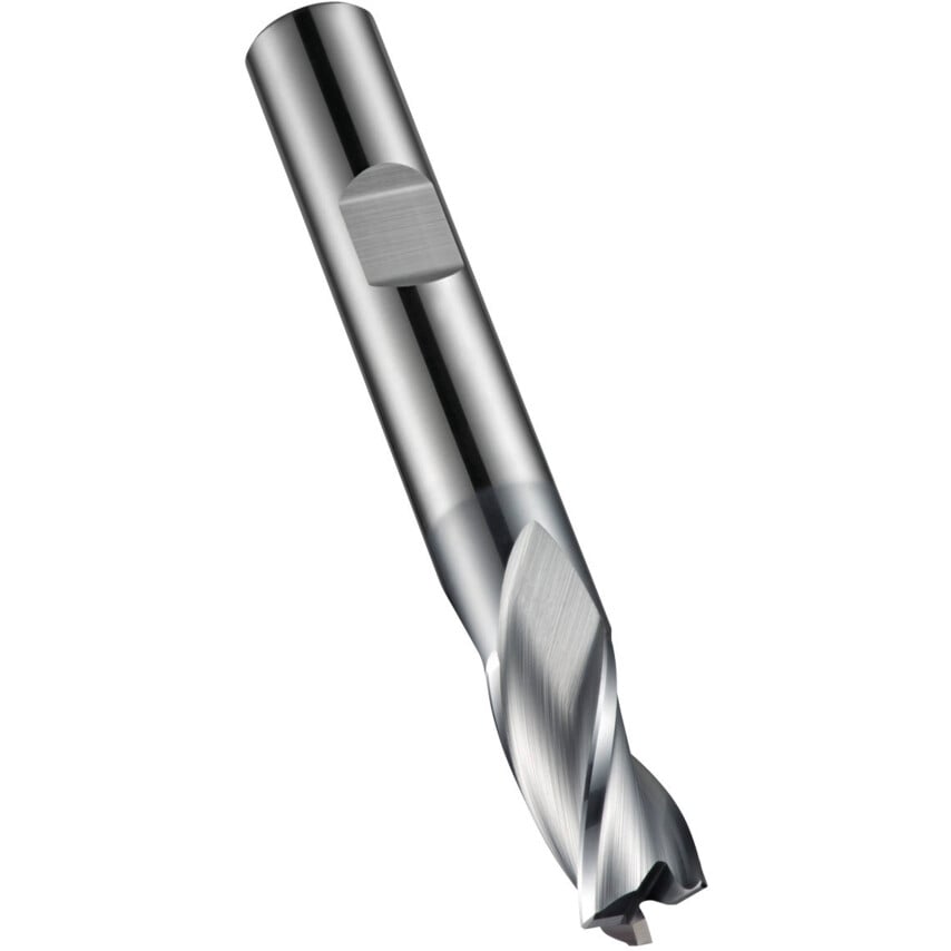 S813HB 3.5mm Carbide 3 Flute Weldon Flat Short Series Slot Drill - Alcrona Coated DIN 6527L