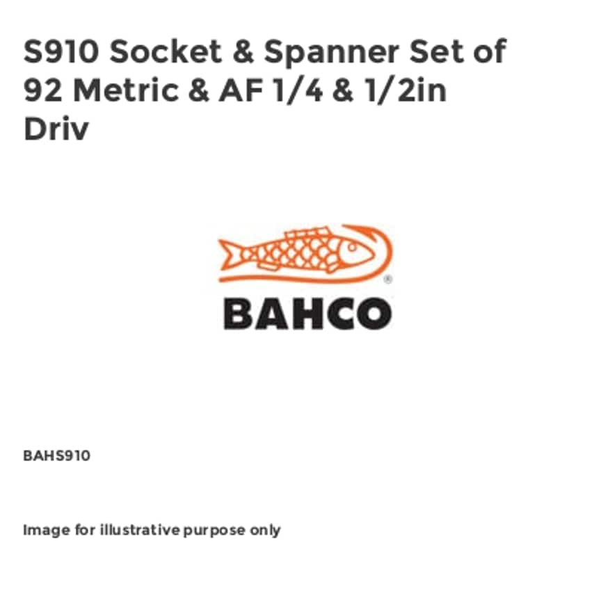 S910 Socket & Spanner Set of 92 Metric & AF 1/4 & 1/2in Driv BAHS910