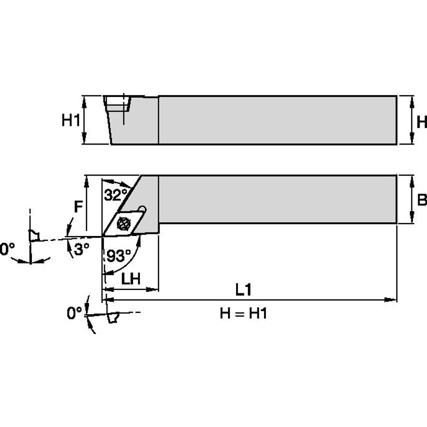 SDJCL1616H11 S Clamping Holder W16, 0MM L100
