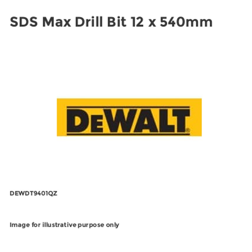 SDS Max Drill Bit 12 x 540mm DEWDT9401QZ