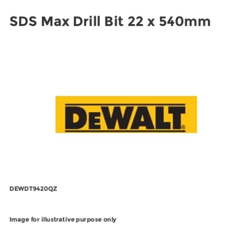 SDS Max Drill Bit 22 x 540mm DEWDT9420QZ