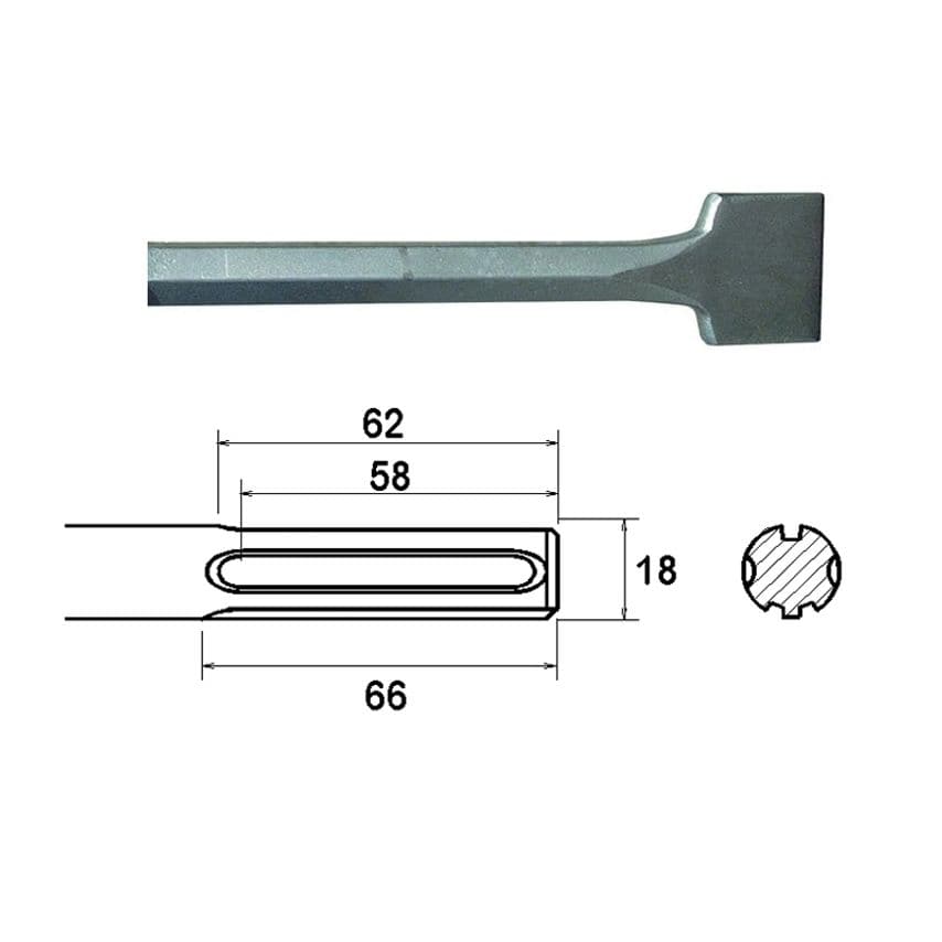 SDS Max Straight Scaling Chisel 50 x 400mm FAIMAXSC50