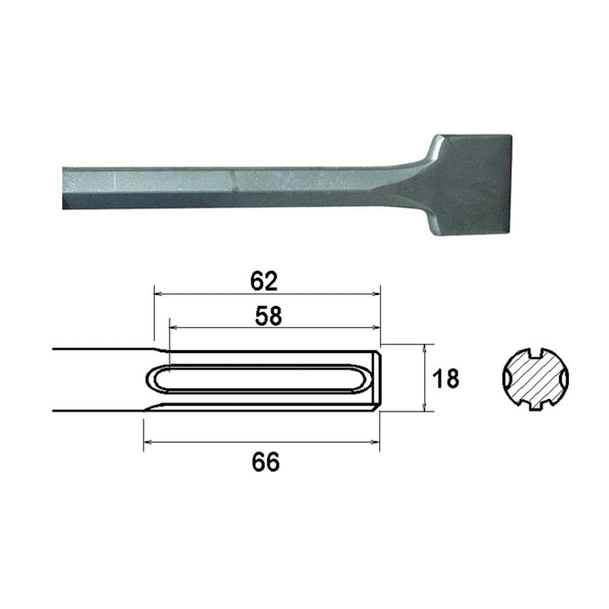 SDS Max Straight Scaling Chisel 75 x 300mm FAIMAXSC75