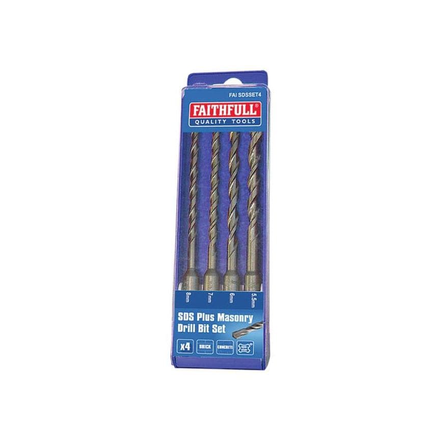 SDS Plus Drill Bit Set, 4 Piece FAISDSSET4