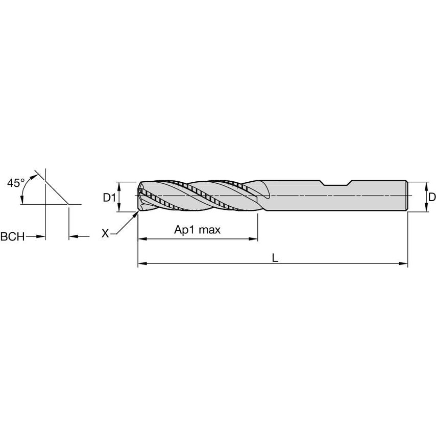 SFRHEC750S3150 Solid Carbide End Mill D=0.750
