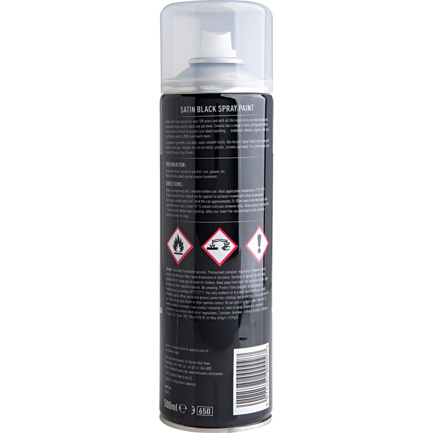 SIMP16D Acrylic Satin Black Spray Paint - 500ML