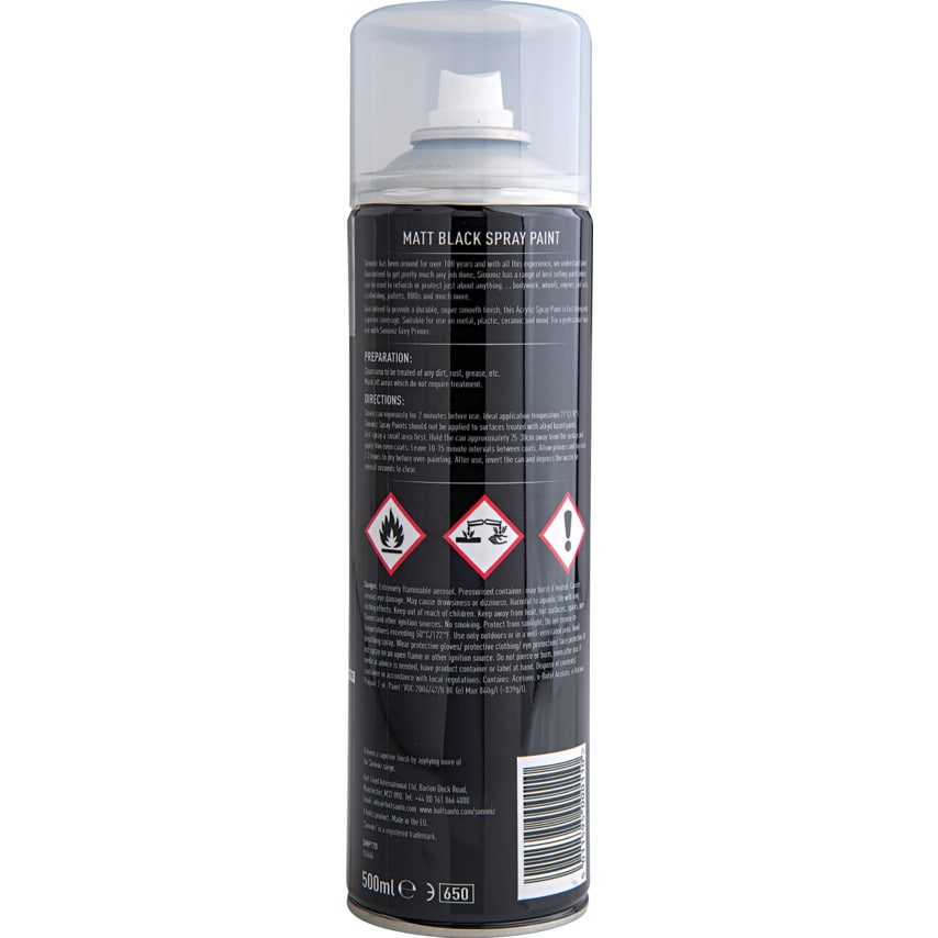 SIMP17D Acrylic Matt Black Spray Paint - 500ML