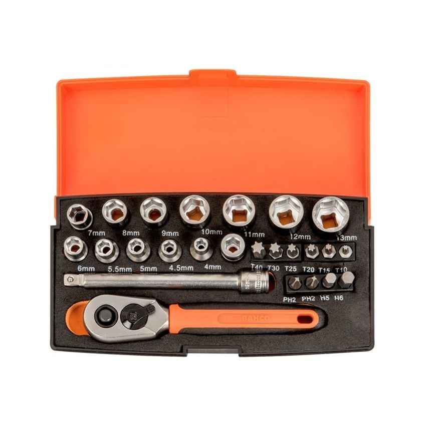 SL25 1/4in Drive Socket Set, 25 Piece BAHSL25