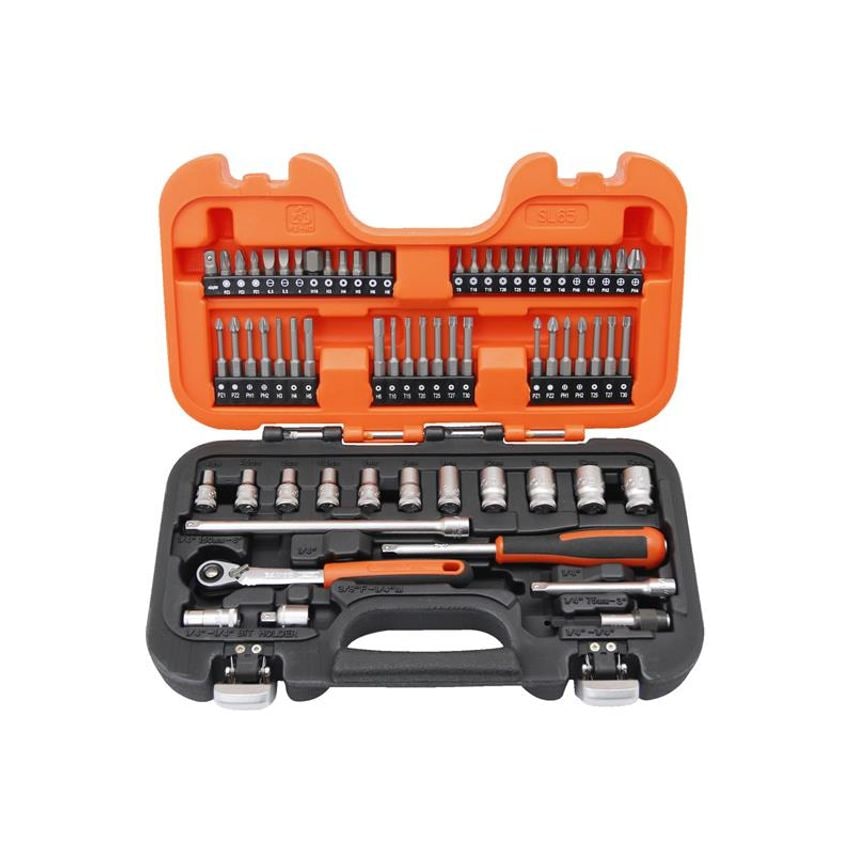 SL65 1/4in Drive Slim Socket Set, 65 Piece BAHSL65